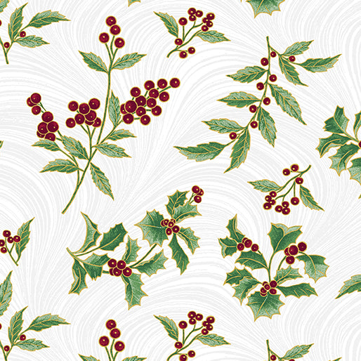 A Winter's Day - Holly & Waves - White