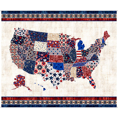 American Tapestry - US Map Tapestry Panel - Quilting Treasures