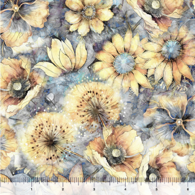 Midnight Blooms - Packed Floral - Quilting Treasures