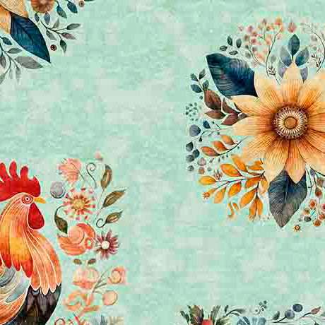 Poultry In Motion - Roosters & Sunflowers - Quilting Treasures