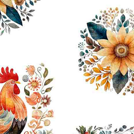 Poultry In Motion - Roosters & Sunflowers - Quilting Treasures