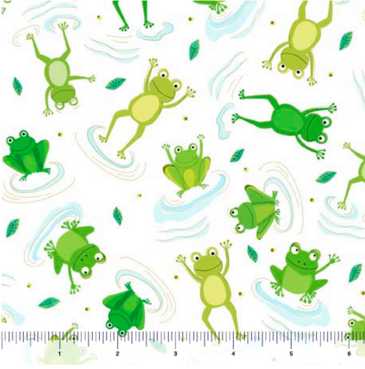 FROGGY POND TOSSED FROGS WHITE