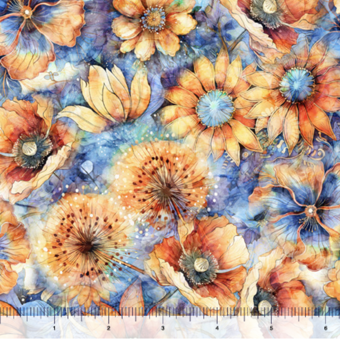 Midnight Blooms - Packed Floral - Quilting Treasures