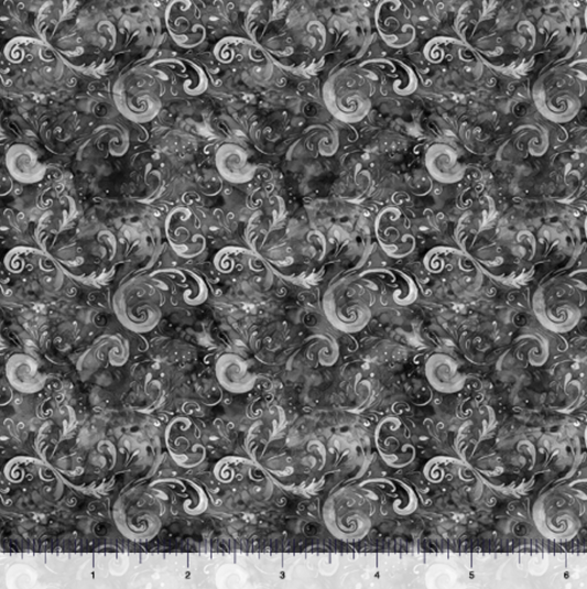 MIDNIGHT BLOOMS FILIGREE SCROLL GRAY