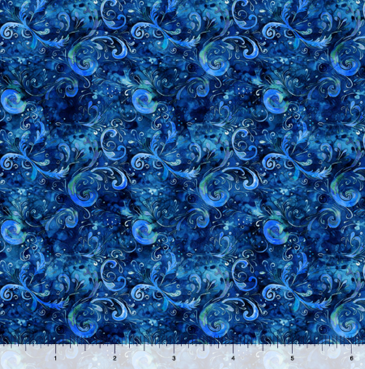 MIDNIGHT BLOOMS SCROLL NAVY